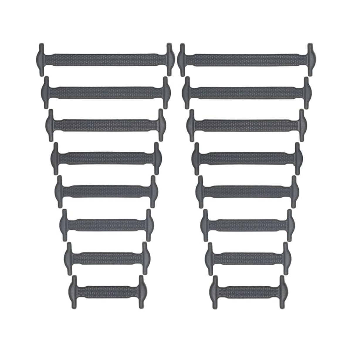 Grey silicone no-tie shoe laces for sneakers transforming shoes into slip-ons by Kicks Shoelaces.