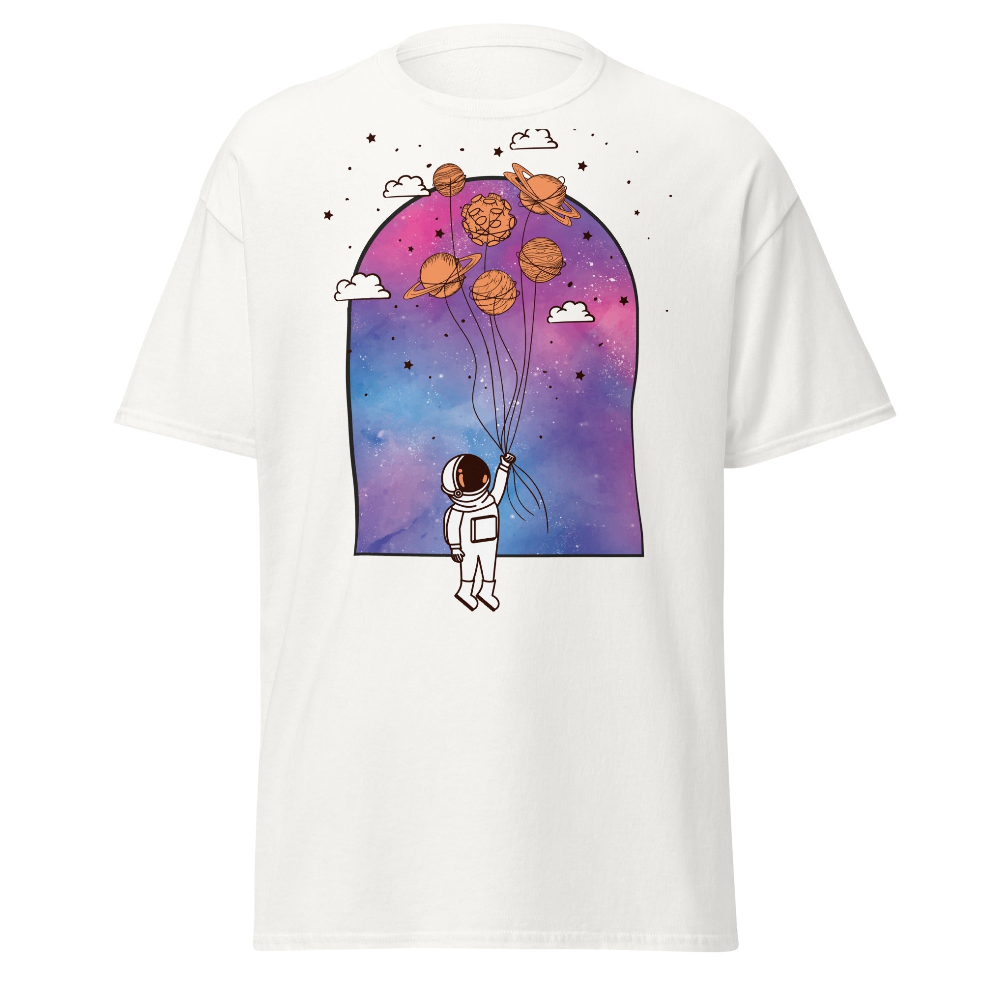 Interstellar Balloon Adventure Mens Graphic Space Tee - Kicks Shoelaces