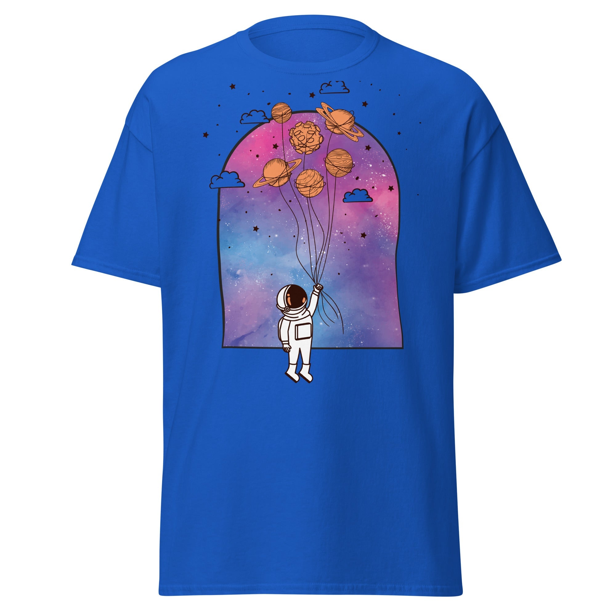 Interstellar Balloon Adventure Mens Graphic Space Tee - Kicks Shoelaces