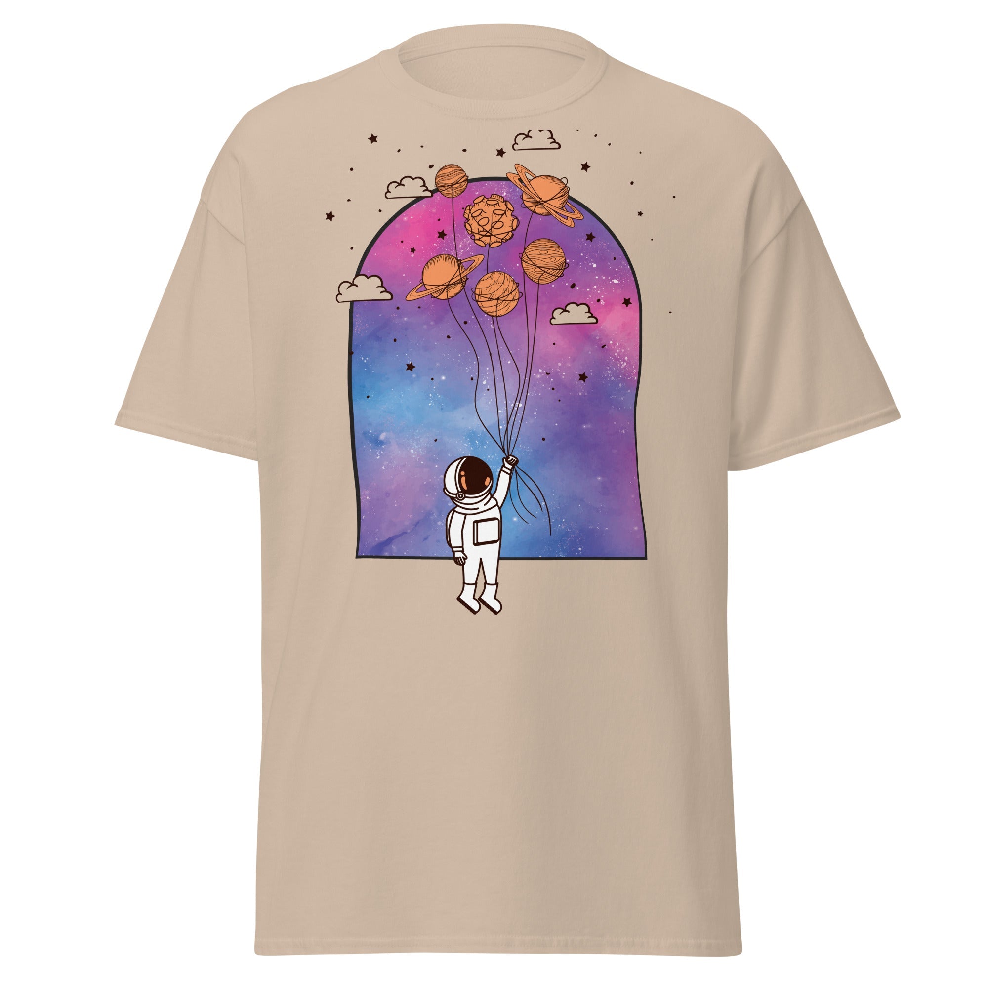 Interstellar Balloon Adventure Mens Graphic Space Tee - Kicks Shoelaces