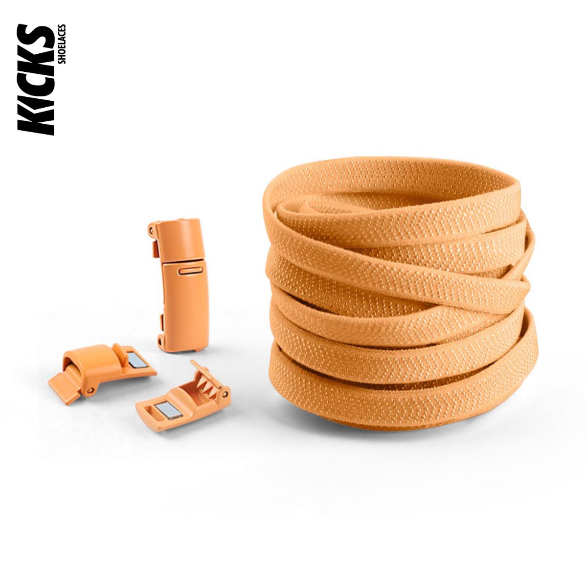 Light Brown No-Tie Shoelaces with Magnetic Locks - Kicks Shoelaces