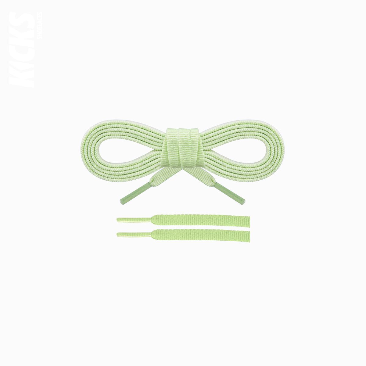 Light green replacement shoelaces for Hoka Speedgoat 6 trail running shoes, durable, lightweight laces built for technical terrain by Kicks Shoelaces.
