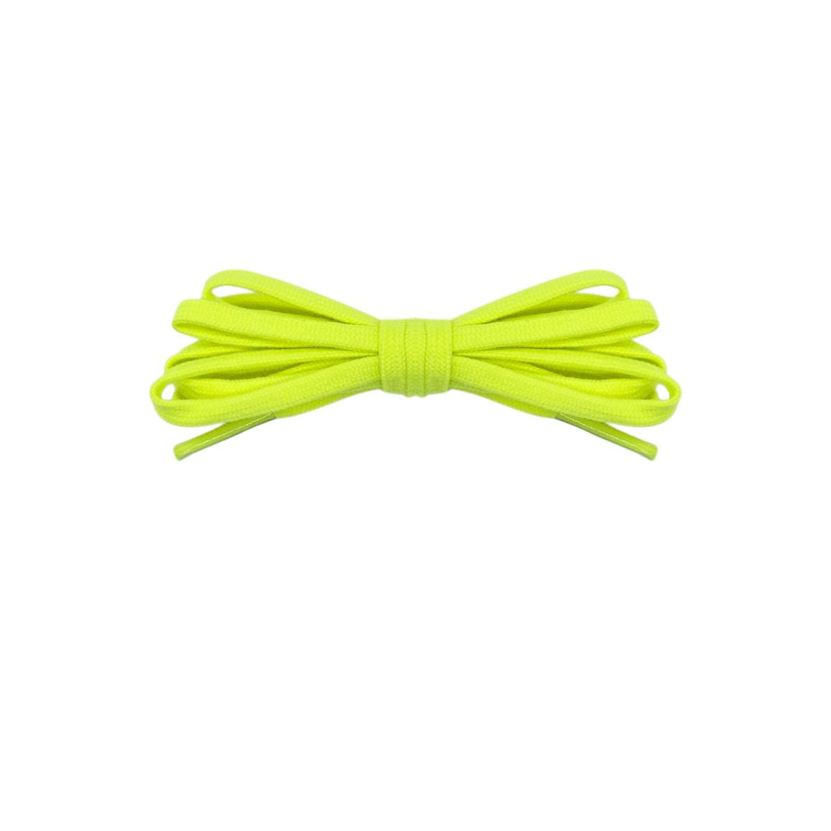 Neon green thin flat shoe laces 5mm for running shoes, soccer cleats and sneakers by Kicks Shoelaces