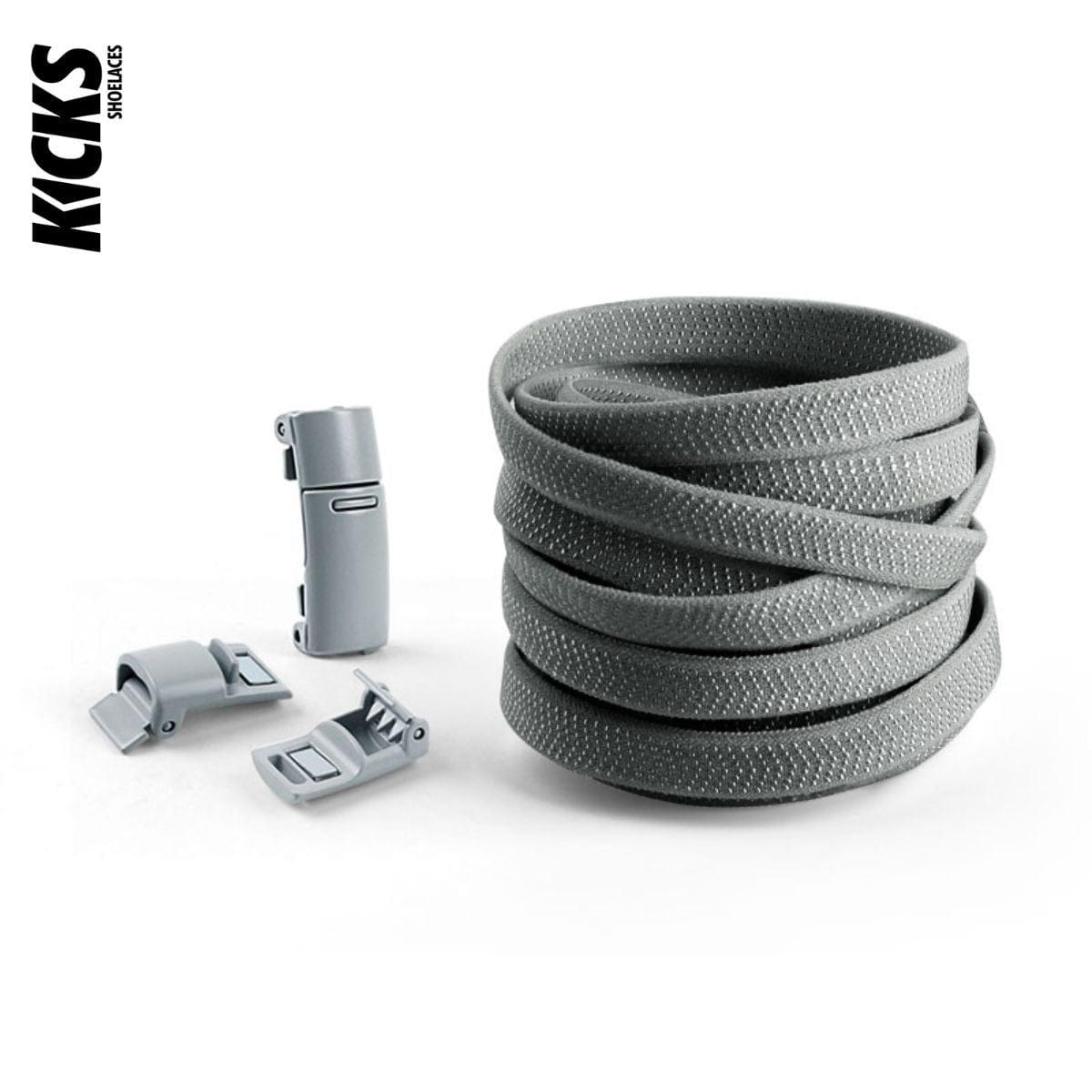 Dark grey no-tie shoelaces with magnetic lock system by Kicks Shoelaces