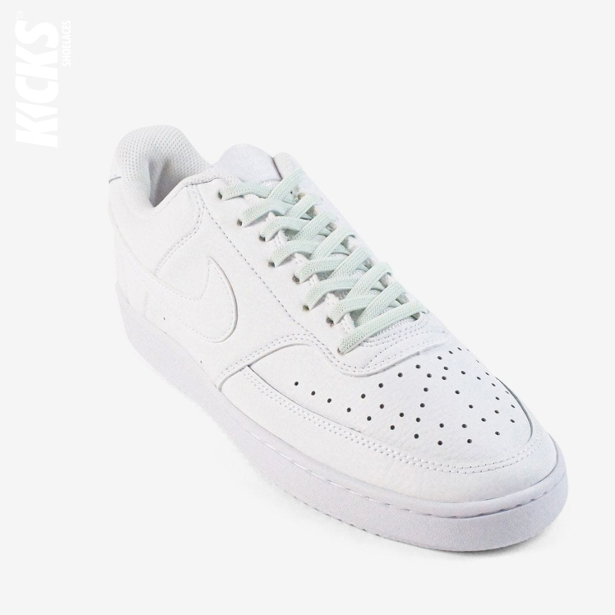 no-tie-shoelaces-with-pastel-green-laces-on-nike-white-sneakers-by-kicks-shoelaces