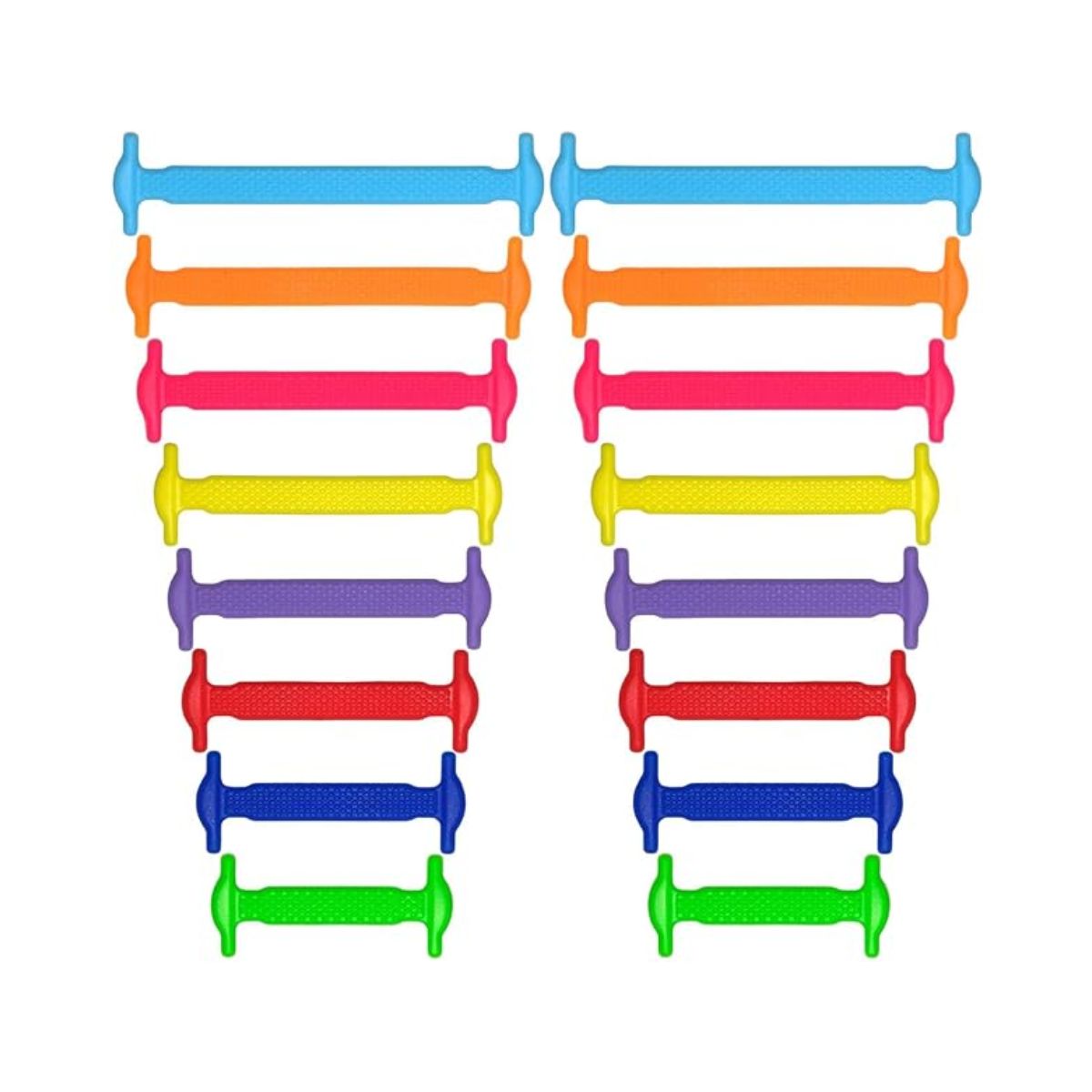 Rainbow silicone no-tie shoe laces for sneakers transforming shoes into slip-ons by Kicks Shoelaces.