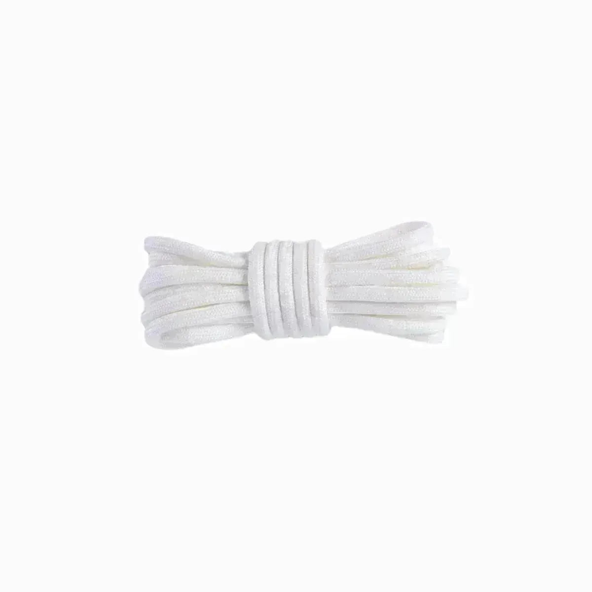 White replacement rope laces for Yeezy 350 Desert Sage sneakers by Kicks Shoelaces.