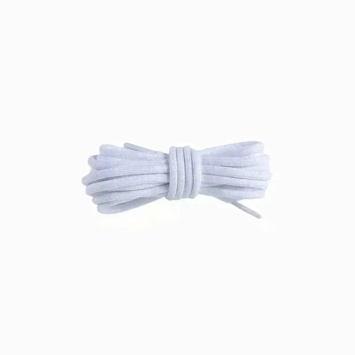 White replacement rope laces for Yeezy 350 Desert Sage sneakers by Kicks Shoelaces.