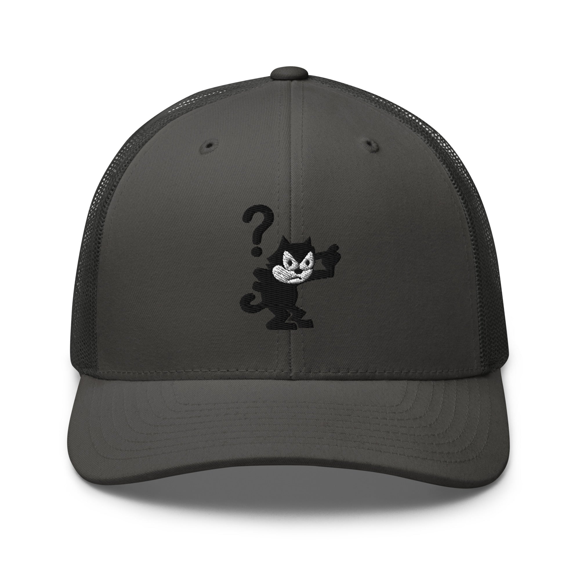 Charcoal trucker hat featuring a 1920 Felix the Cat design from Disney’s early animation era