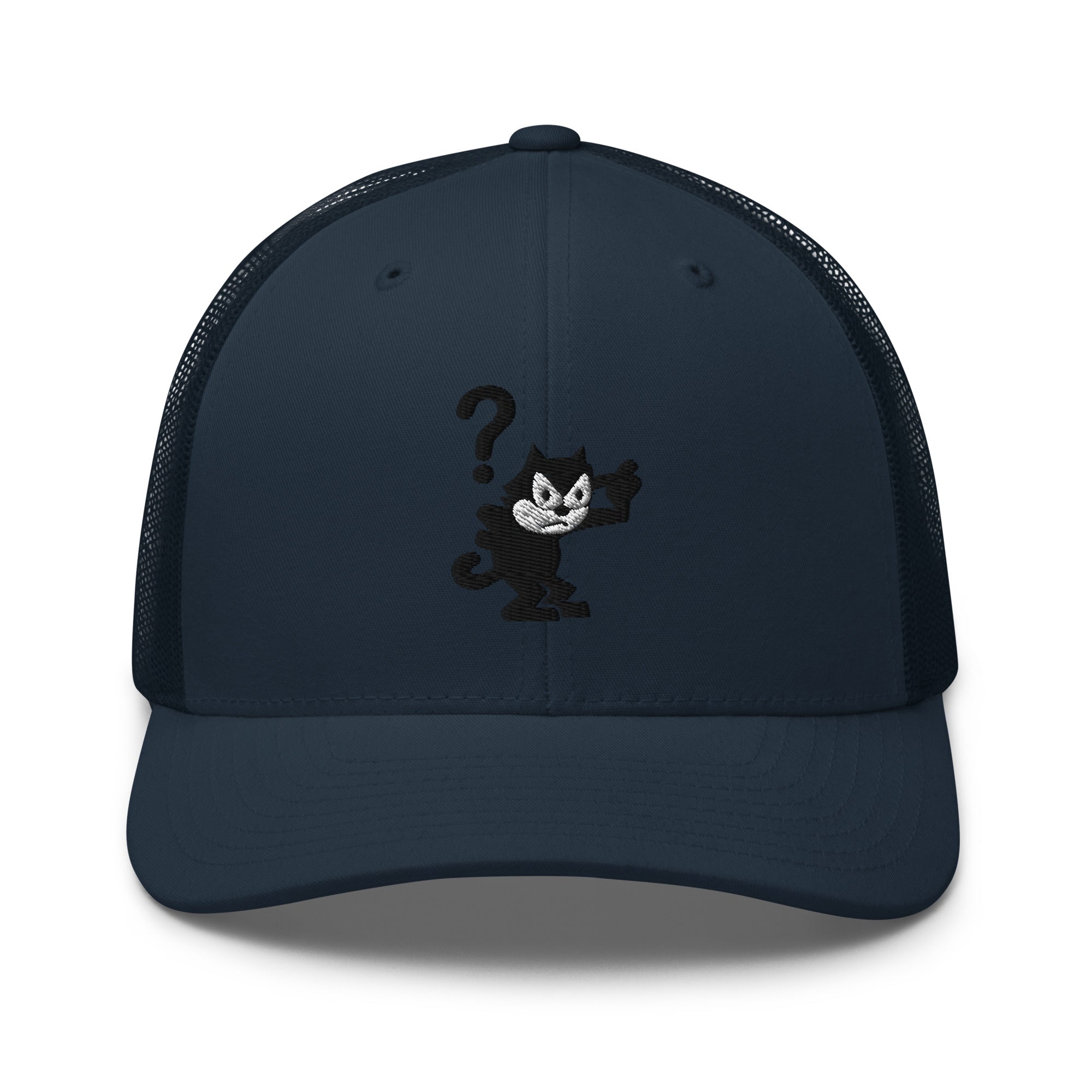 Navy trucker hat featuring a 1920 Felix the Cat design from Disney’s early animation era
