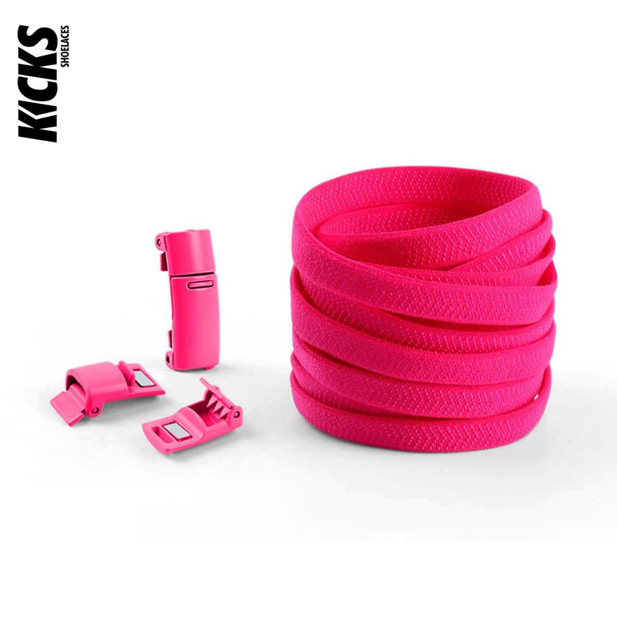 Rose Pink No-Tie Shoelaces with Magnetic Locks