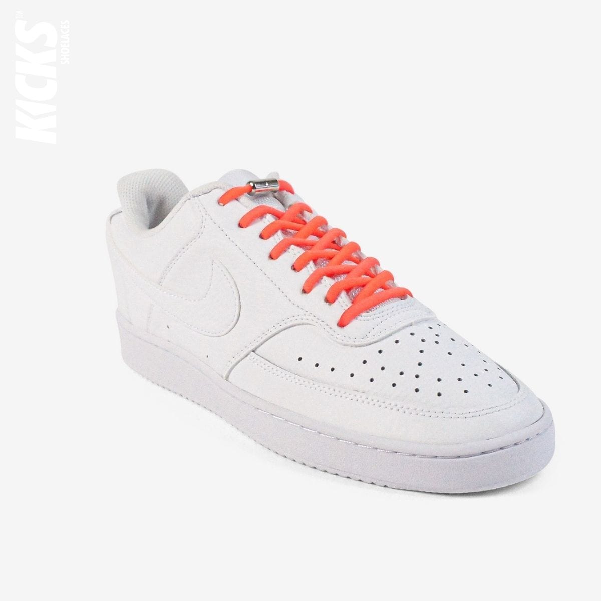 round-no-tie-shoelaces-with-fluorescent-red-laces-on-nike-white-sneakers-by-kicks-shoelaces