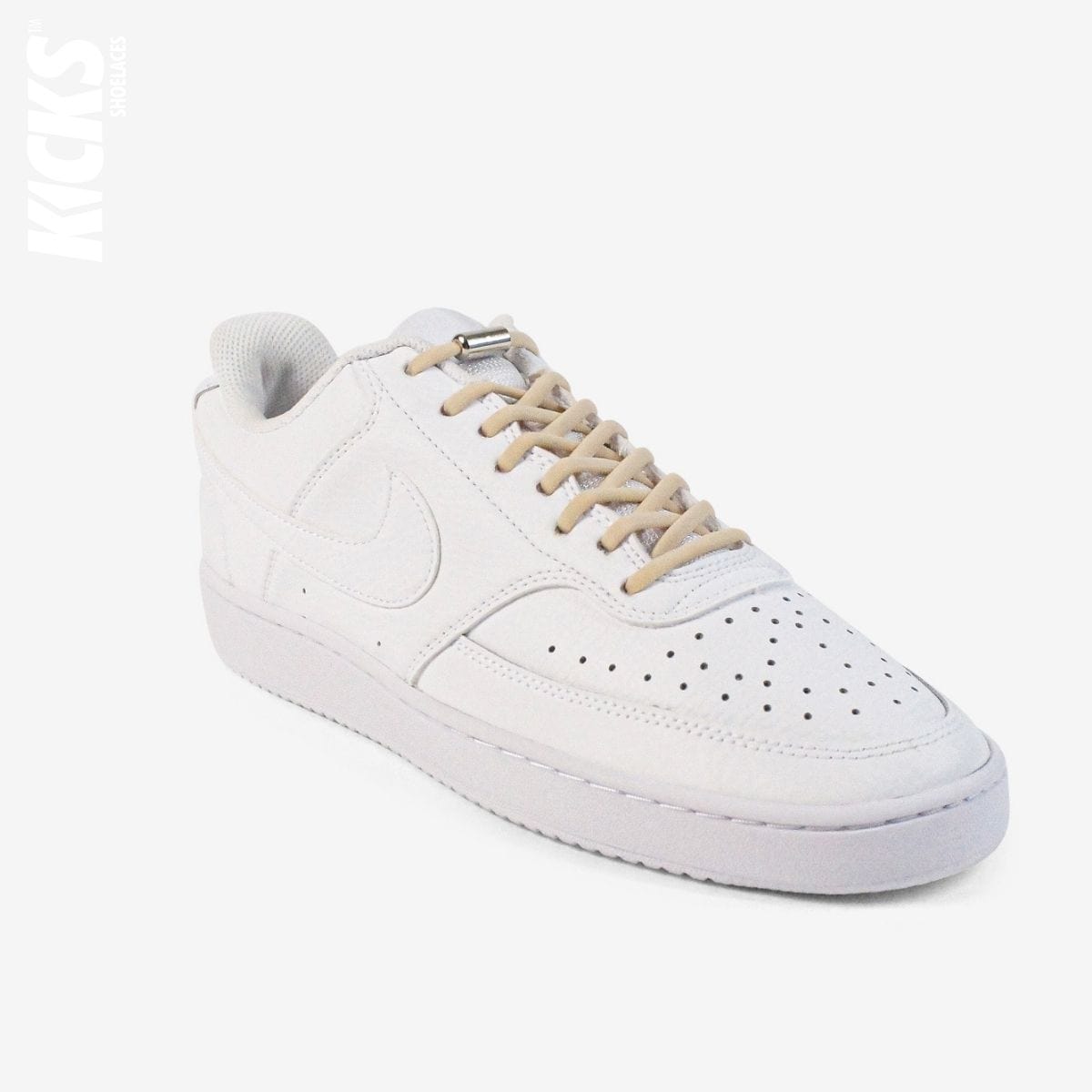 round-no-tie-shoelaces-with-khaki-laces-on-nike-white-sneakers-by-kicks-shoelaces