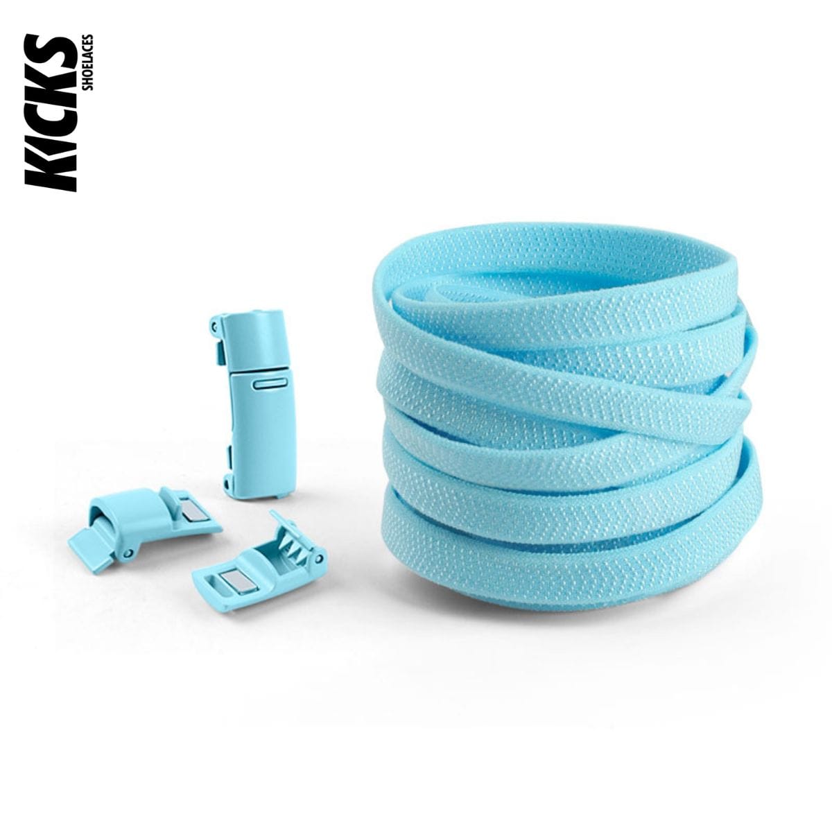 Sky Blue No-Tie Shoelaces with Magnetic Locks - Kicks Shoelaces