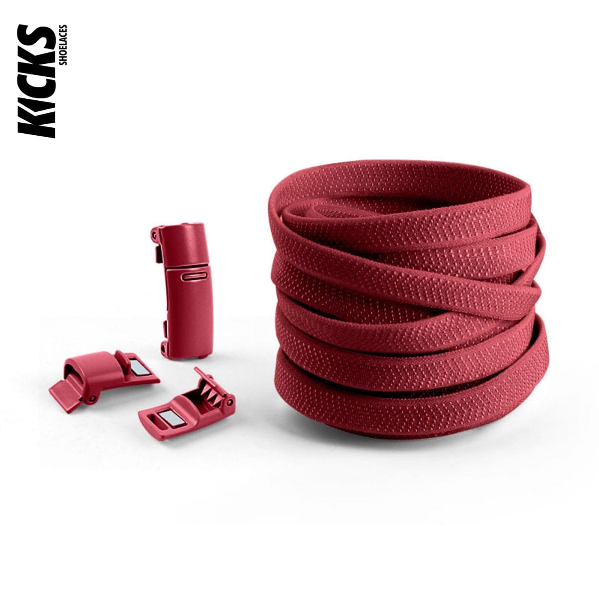 Wine Red No-Tie Shoelaces with Magnetic Locks - Kicks Shoelaces