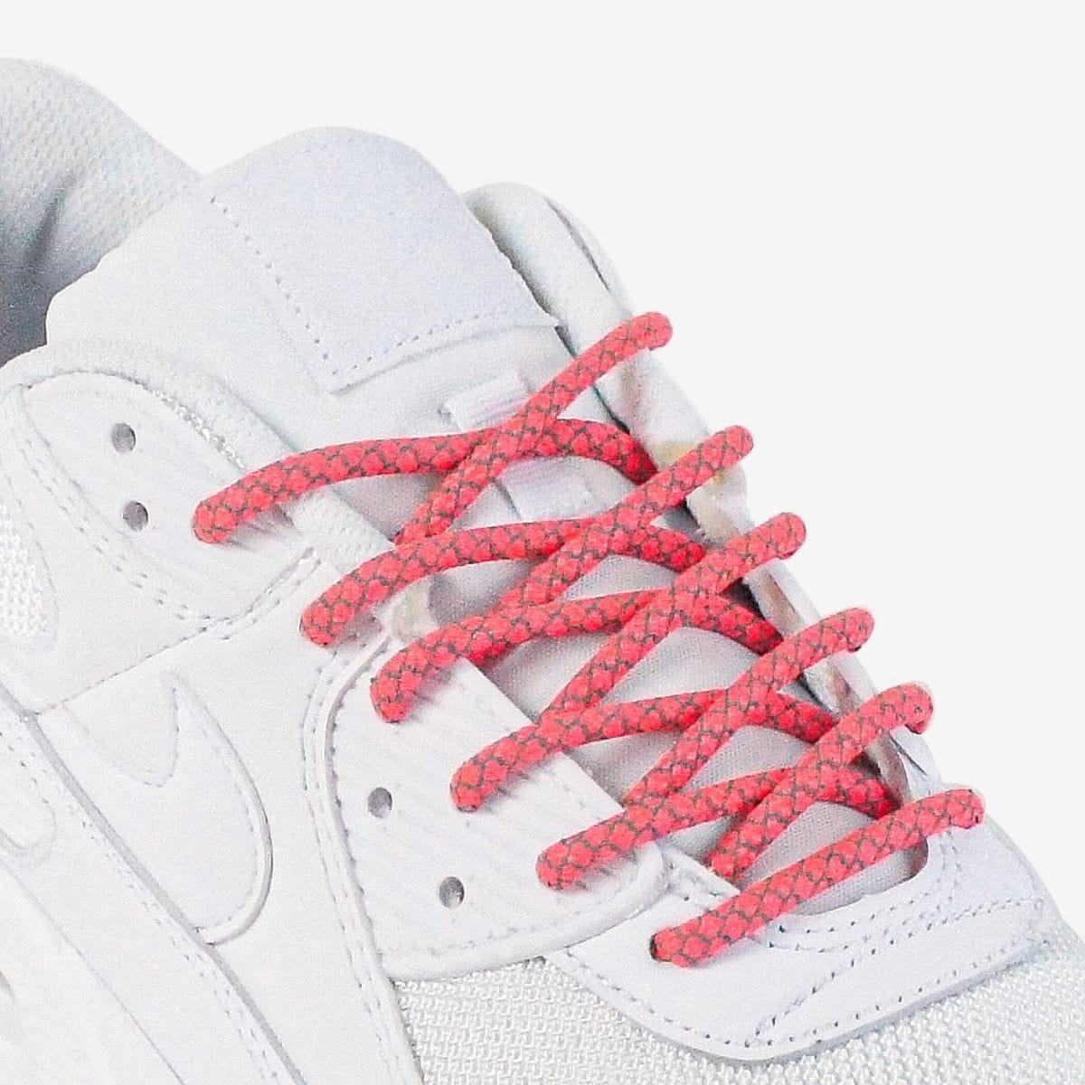 custom-color-shoelaces-on-white-sneakers-with-reflective-fluorescent-red-laces