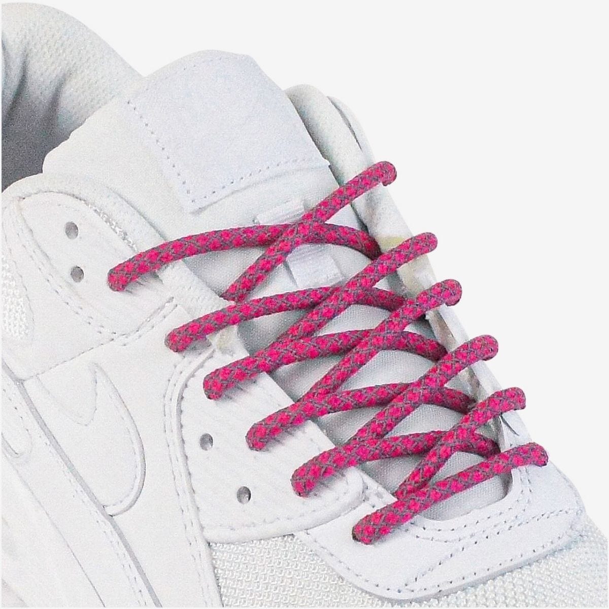 custom-color-shoelaces-on-white-sneakers-with-reflective-rose-pink-laces