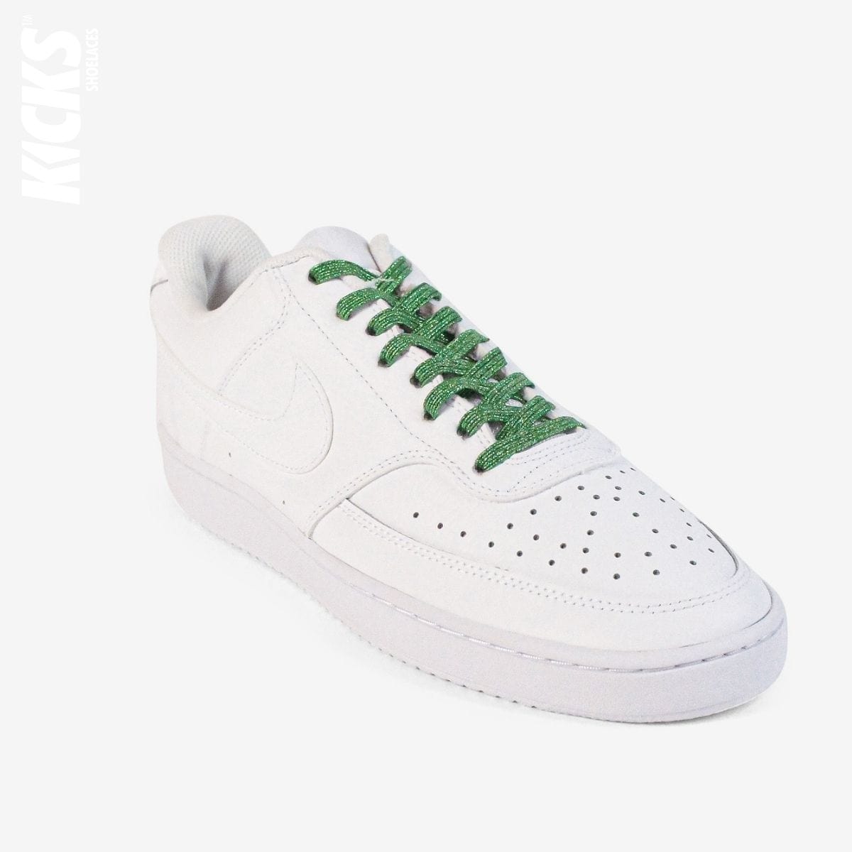 elastic-no-tie-shoelaces-with-green-laces-on-nike-white-sneakers