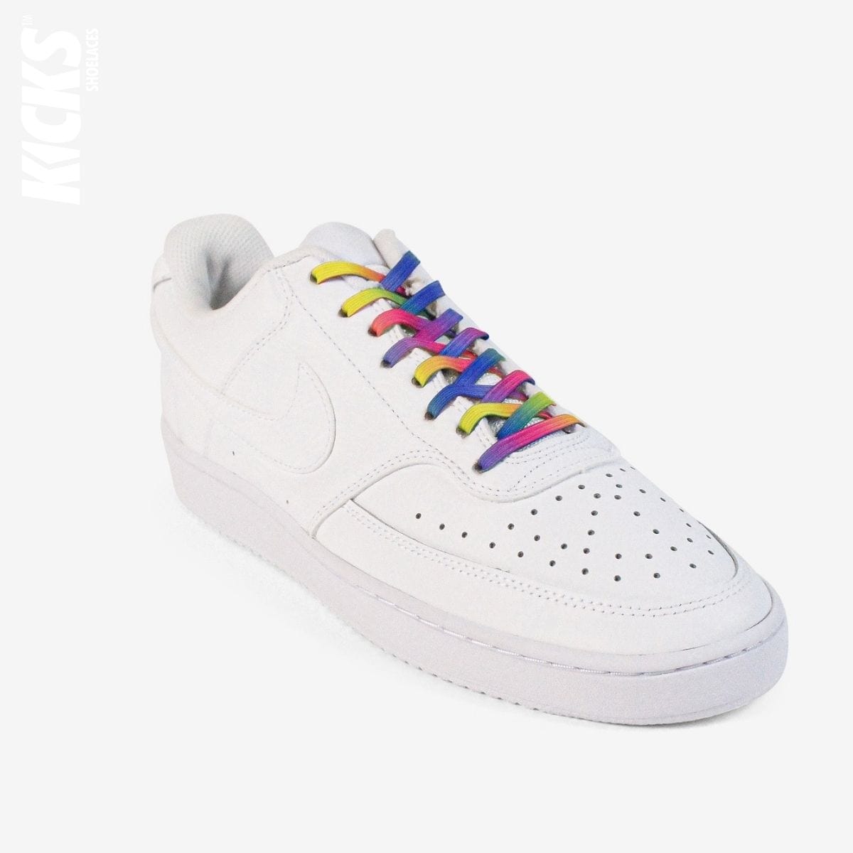 elastic-no-tie-shoelaces-with-green-ombre-lace-on-nike-white-sneakers