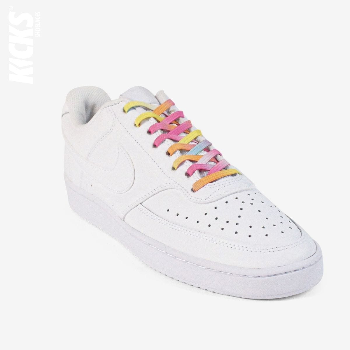 elastic-no-tie-shoelaces-with-pink-ombre-laces-on-nike-white-sneakers