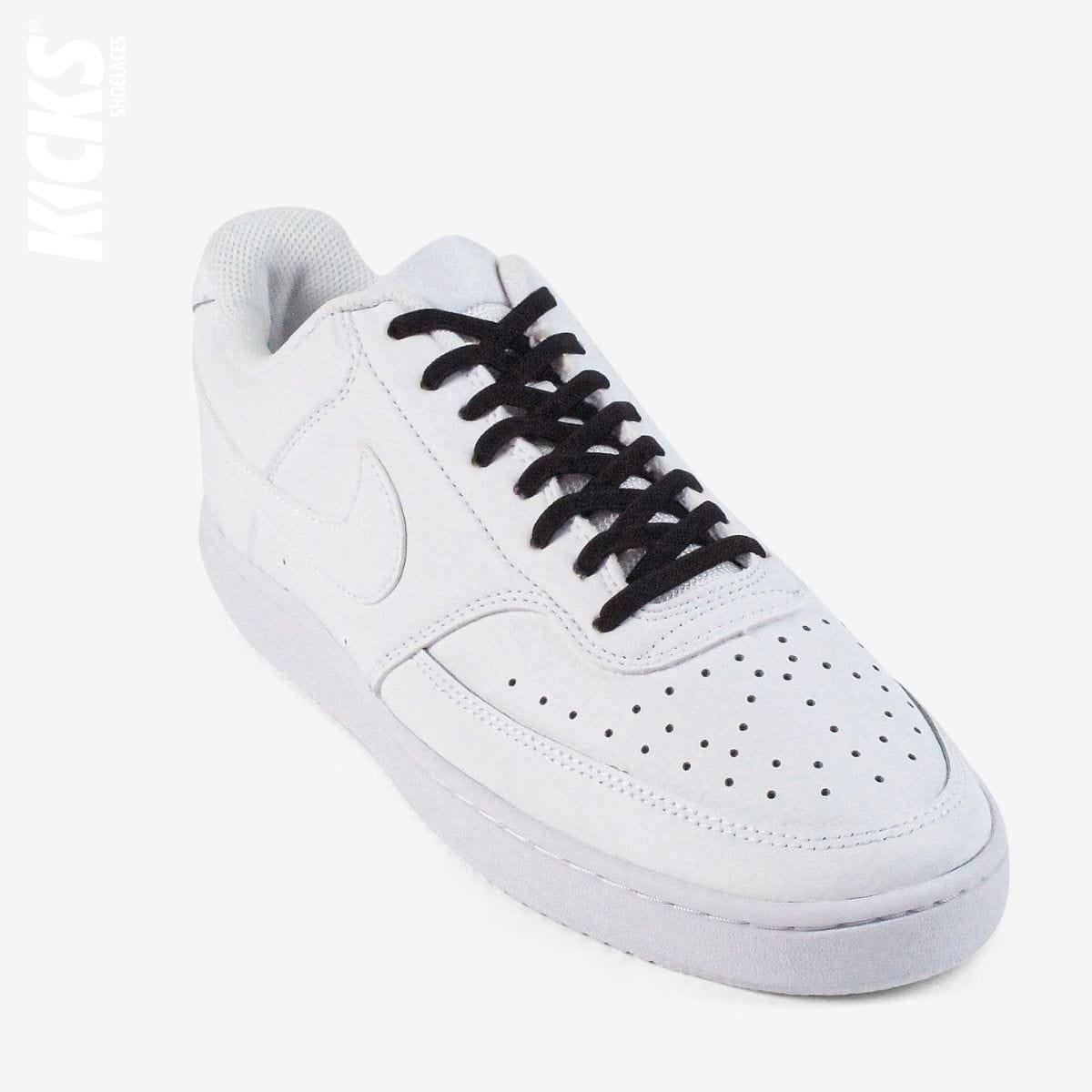 no-tie-shoelaces-with-black-laces-on-nike-white-sneakers-by-kicks-shoelaces