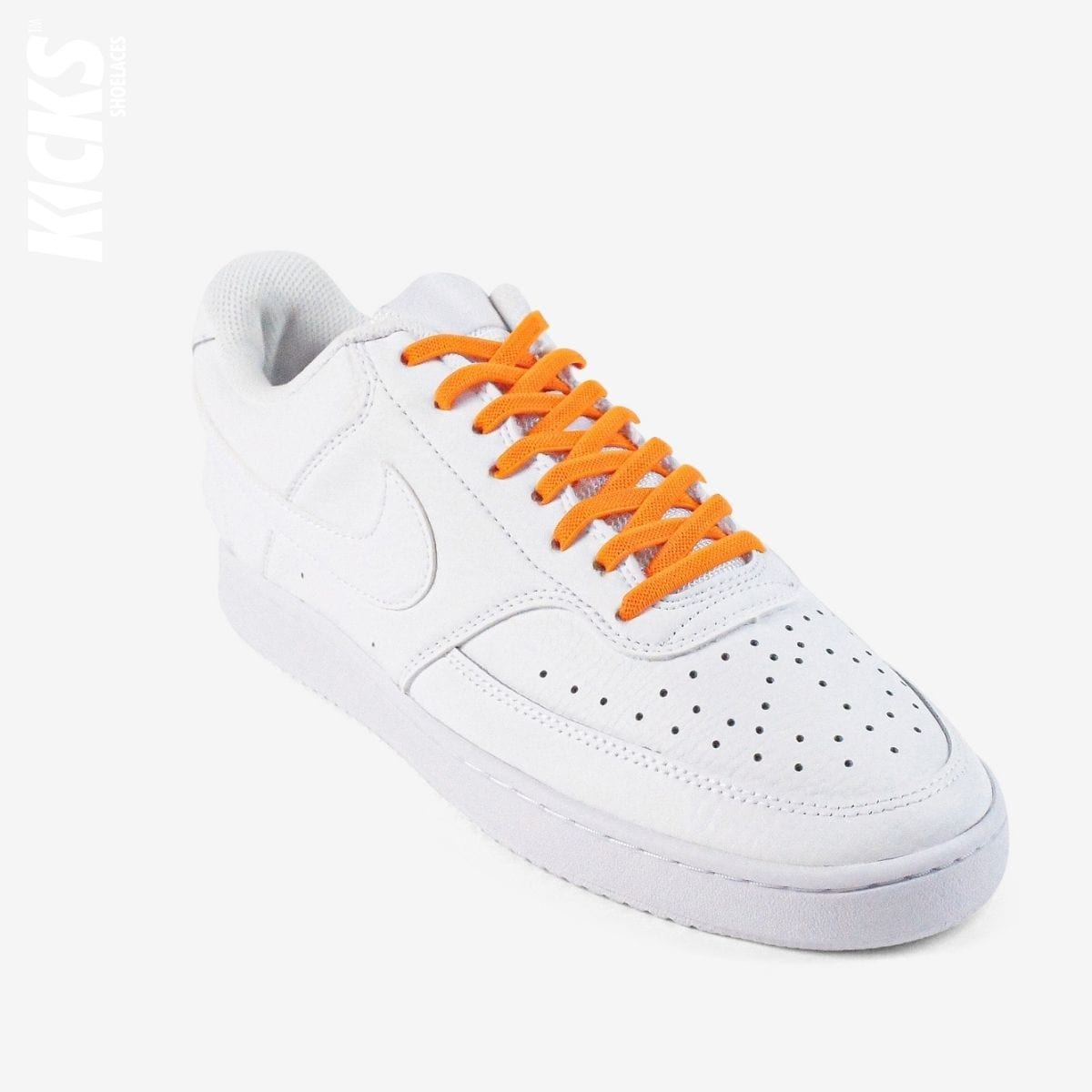 no-tie-shoelaces-with-orange-laces-on-nike-white-sneakers-by-kicks-shoelaces