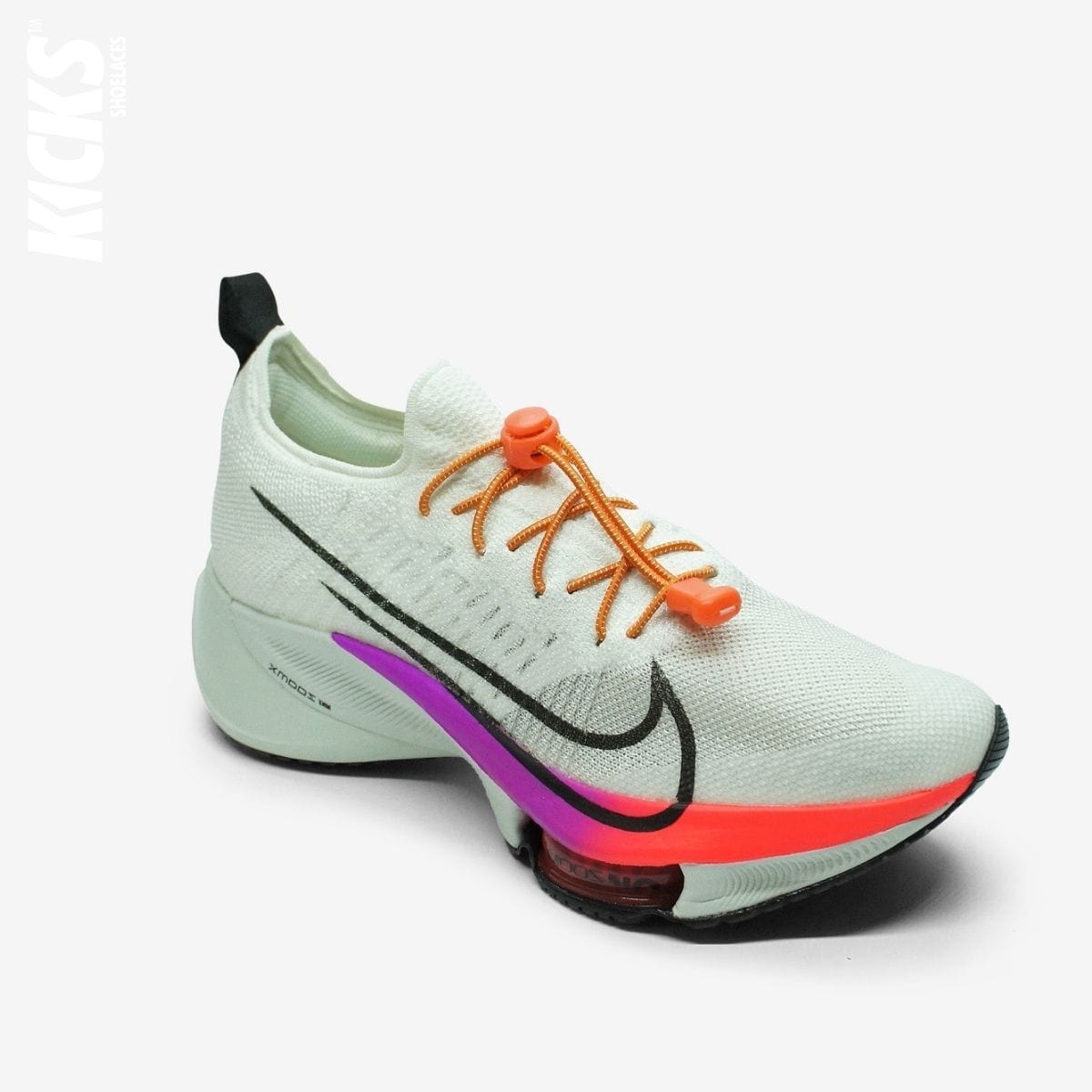 quick-laces-with-orange-elastic-no-tie-shoelaces-on-nike-running-shoe-by-kicks-shoelaces