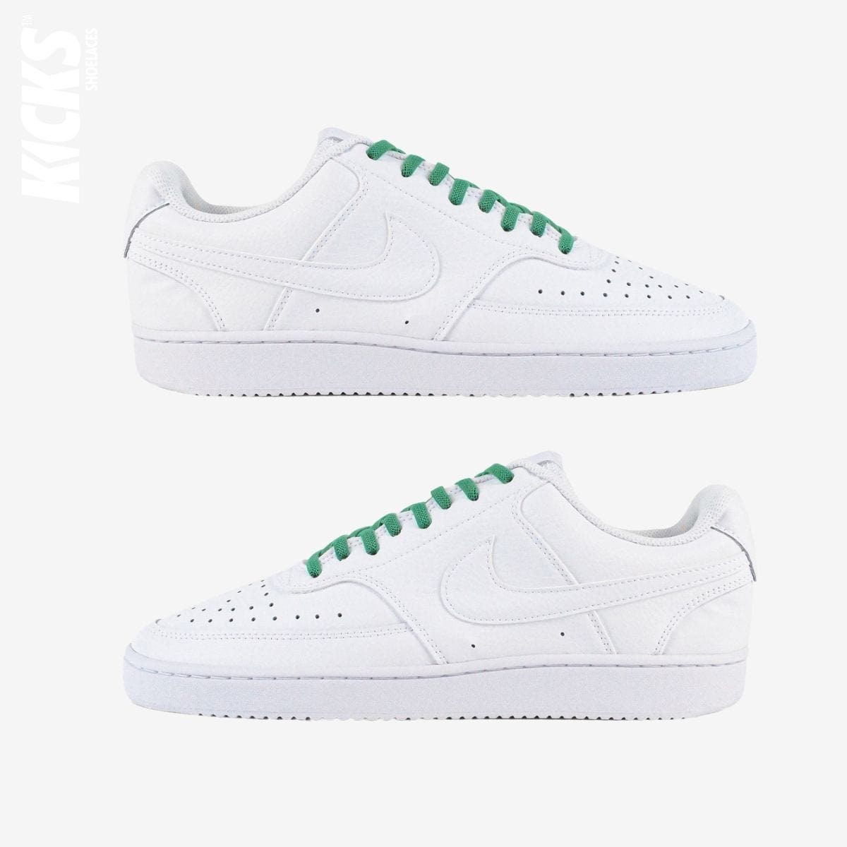 tieless-laces-with-green-laces-on-nike-white-sneakers-by-kicks-shoelaces